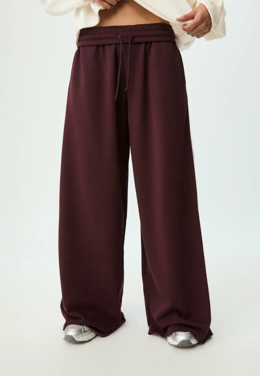 WIDE LEG WITH TRIM DETAIL - Jogginghose - dark red