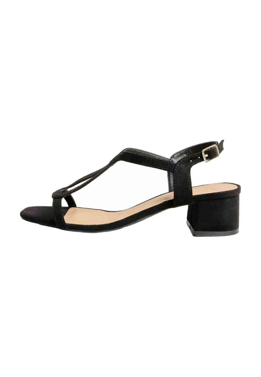 WIDE LOW BLOCK HEEL  - Riemensandalette - black