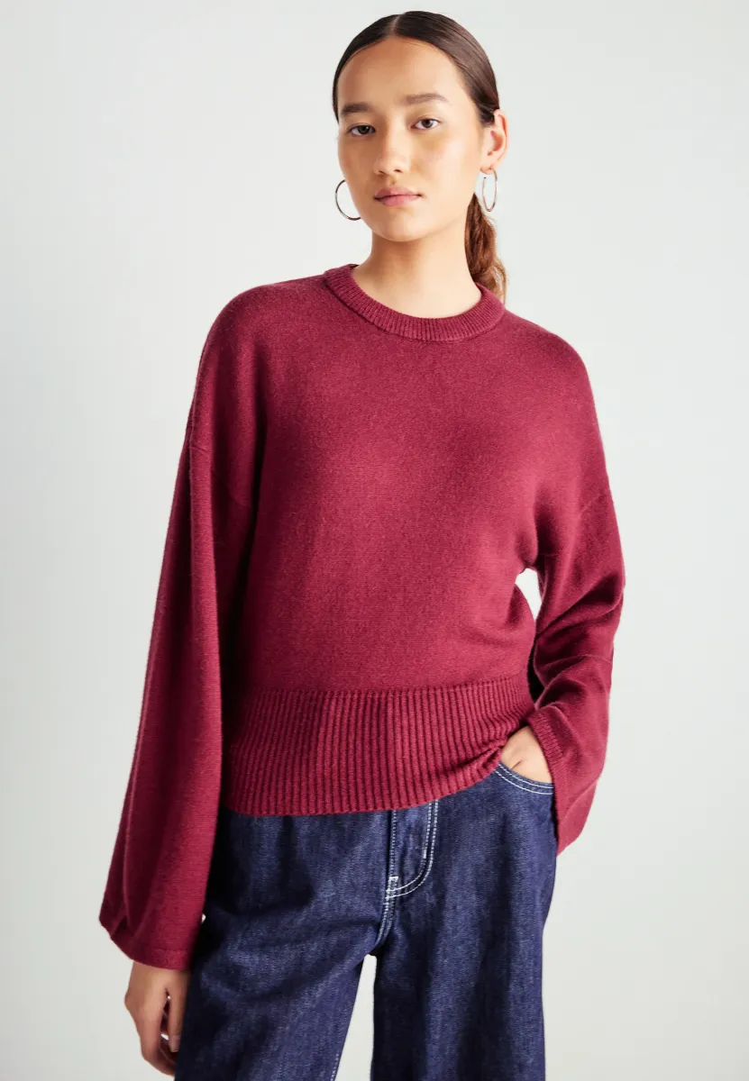 WIDE SLEEVE - Strickpullover - zinfandel