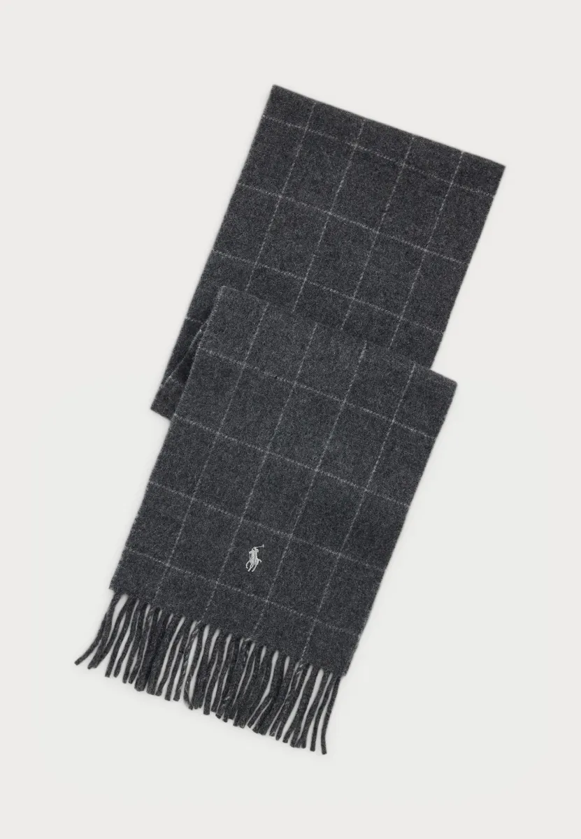 WINDOWPANE PLAID WOOL BLEND SCARF UNISEX - Schal - charcoal/grey