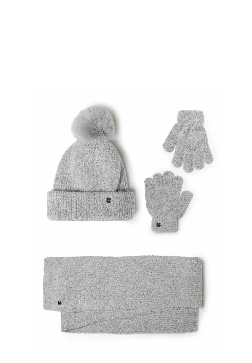 WINTER SET: HAT AND SCARF AND GLOVES - Hut - grey