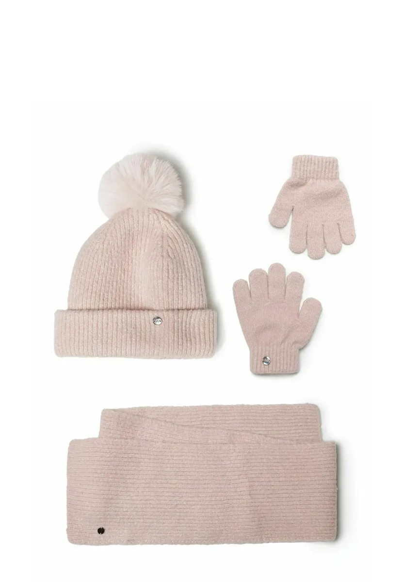 WINTER SET: HAT AND SCARF AND GLOVES - Hut - pink
