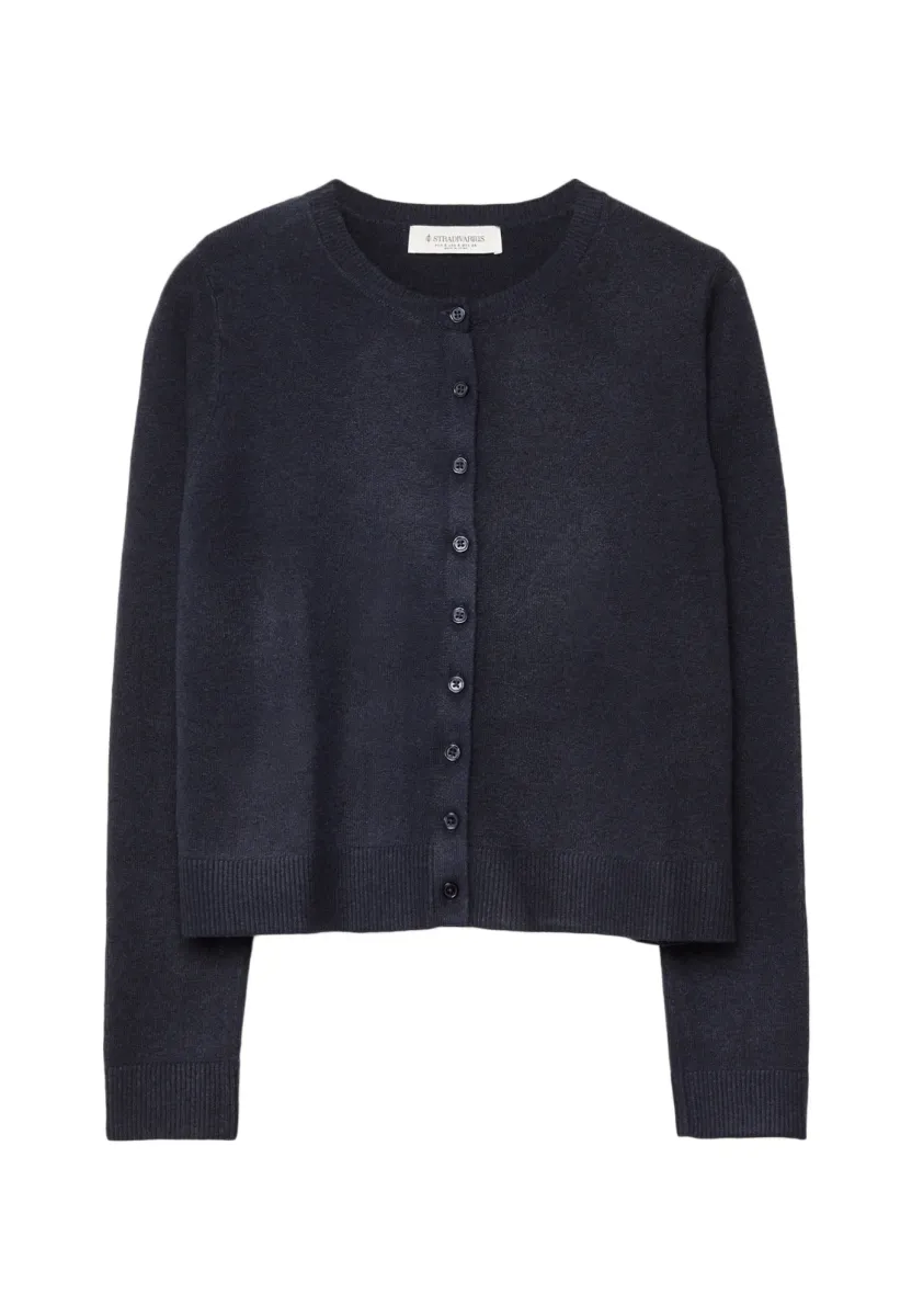 WITH BUTTONS  - Strickjacke - dark blue