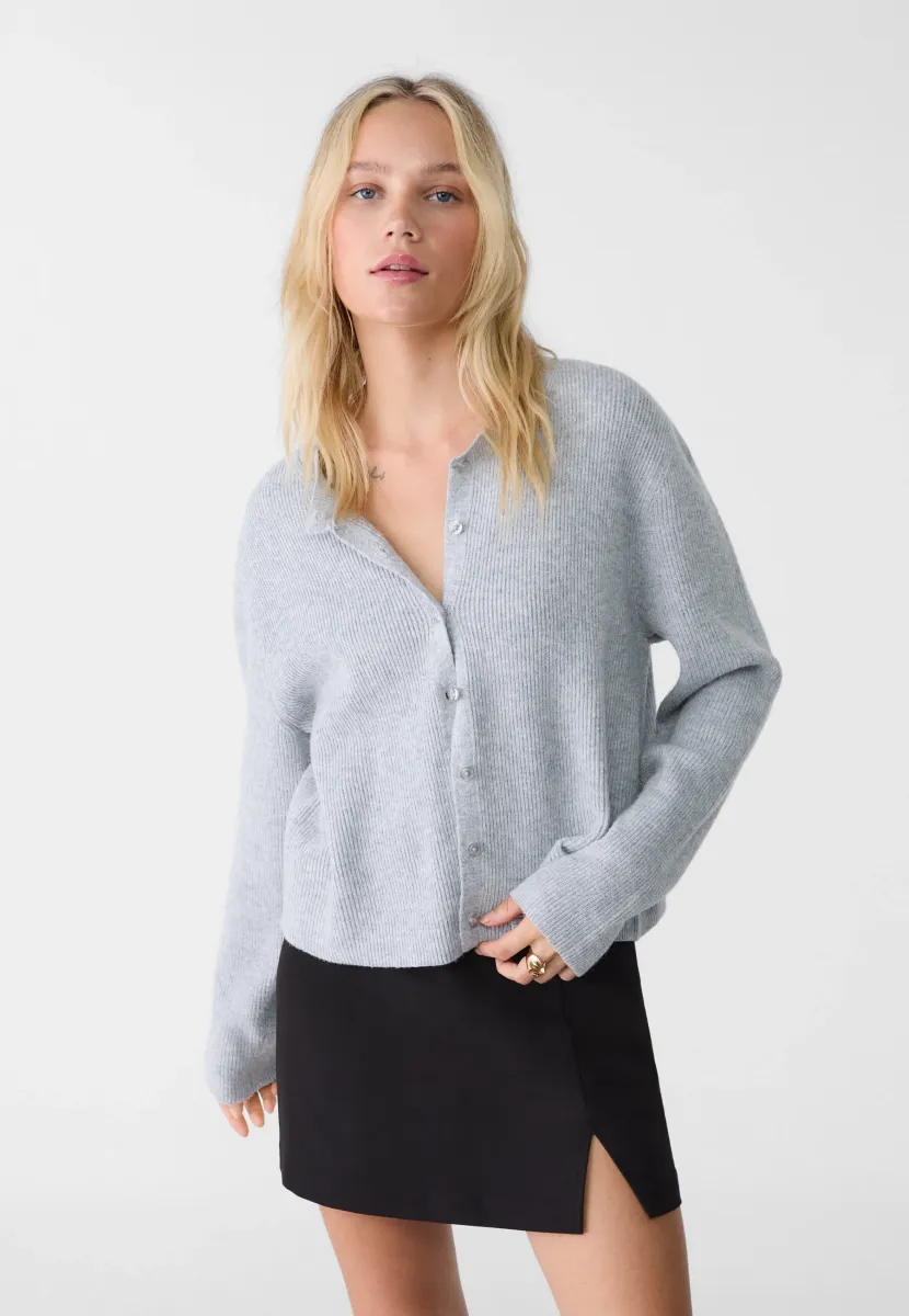 WITH BUTTONS - Strickjacke - grey
