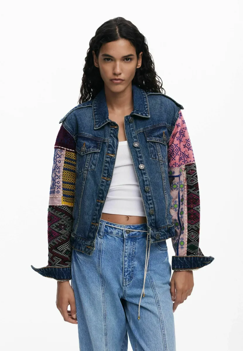 WITH COMBINED SLEEVES - Jeansjacke - blue