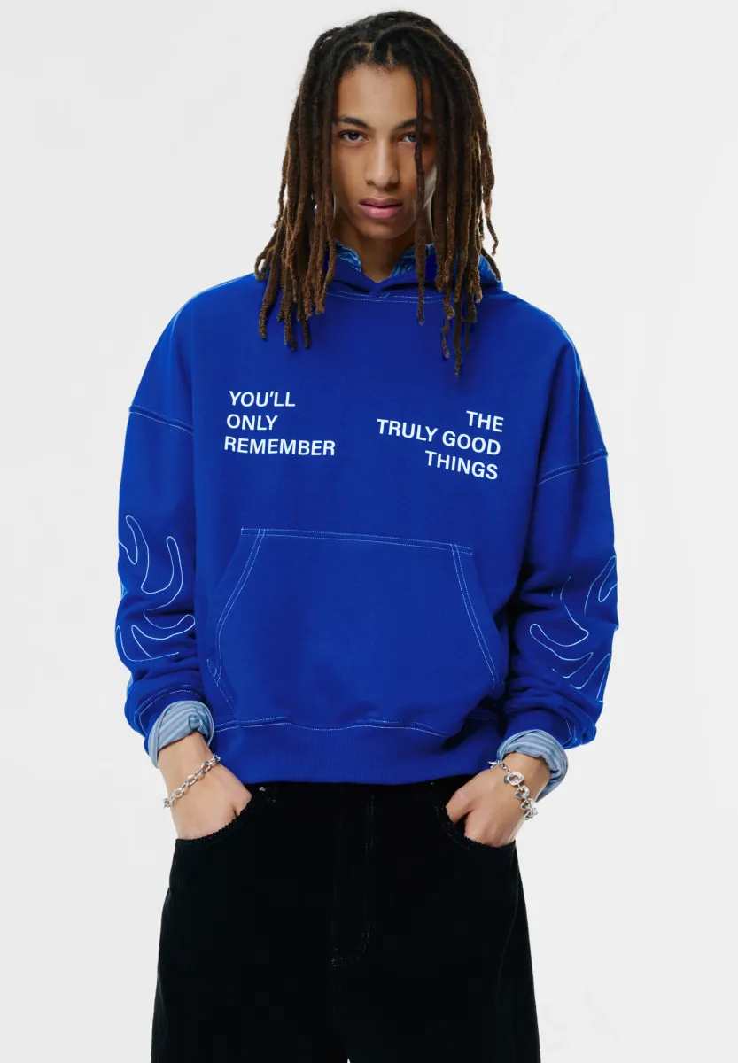 WITH CONTRAST SEAMS  - Kapuzenpullover - royal blue