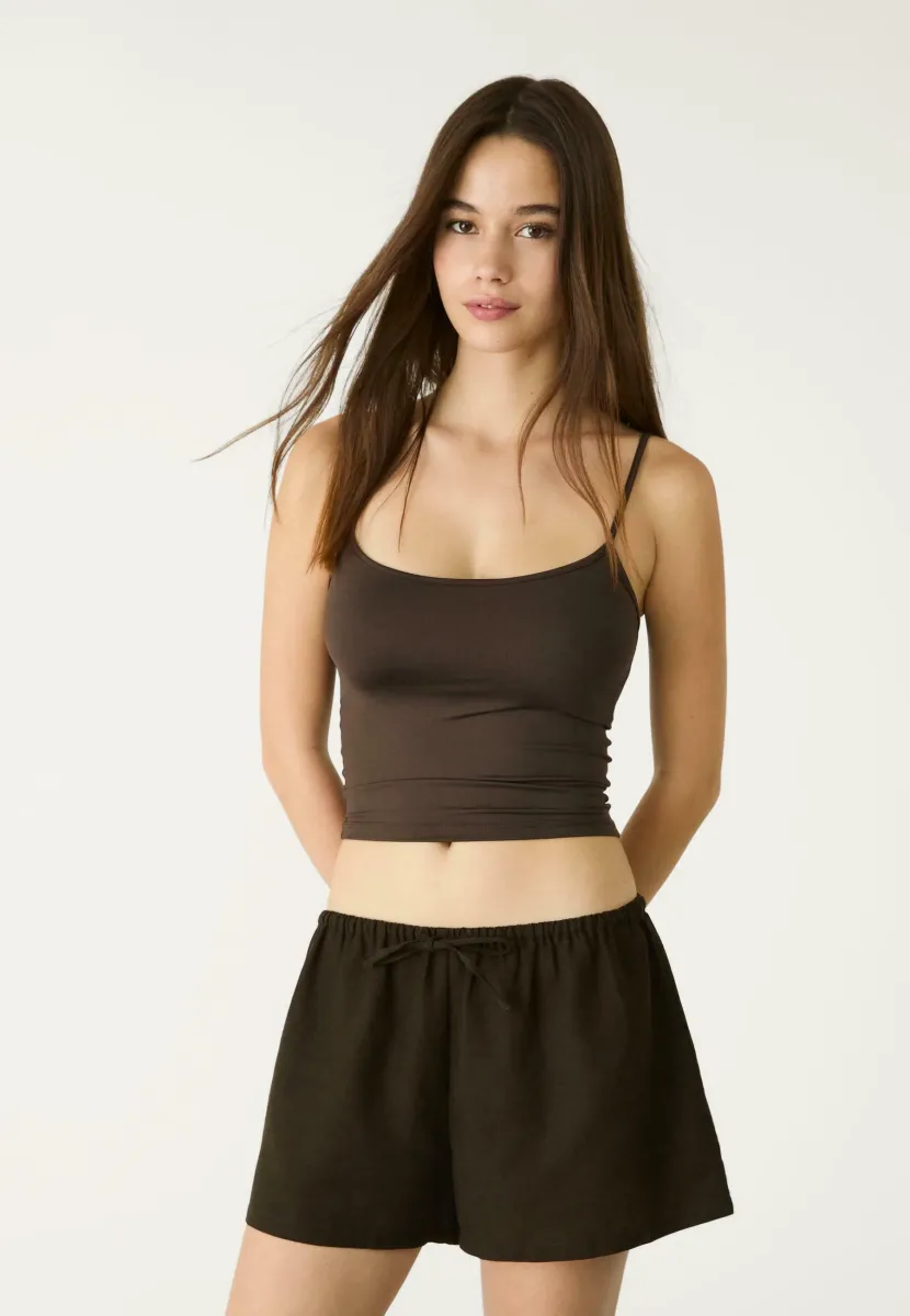 WITH DRAWSTRING - Shorts - dark brown