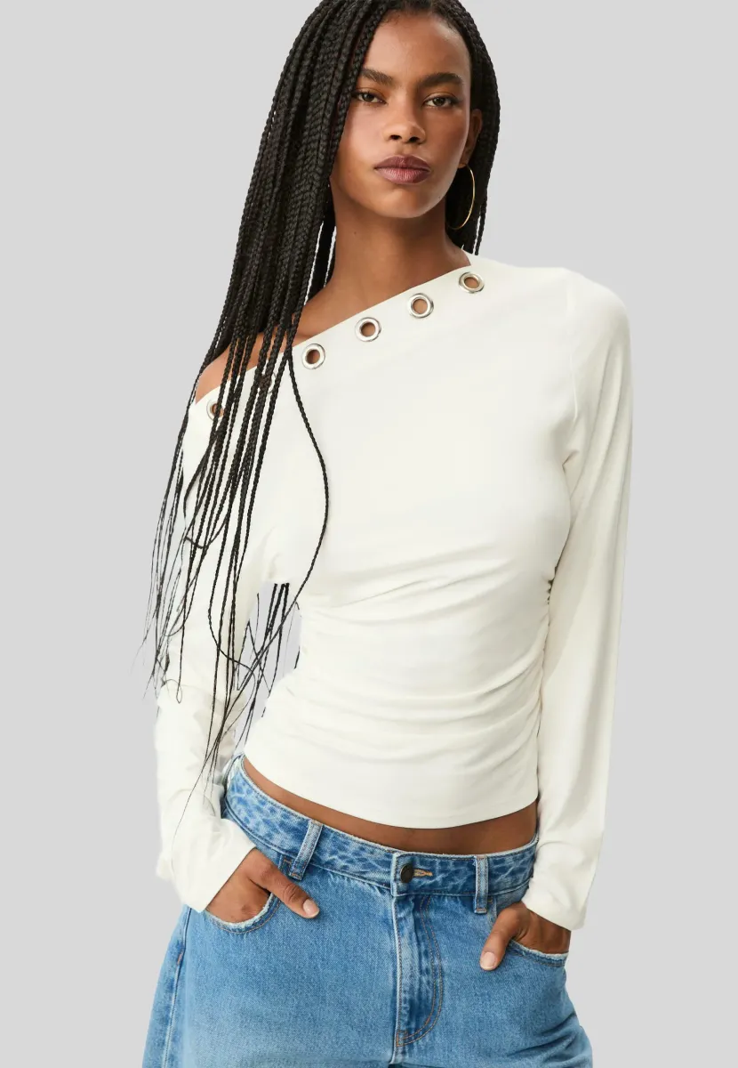 WITH EYELETS  - Langarmshirt - beige