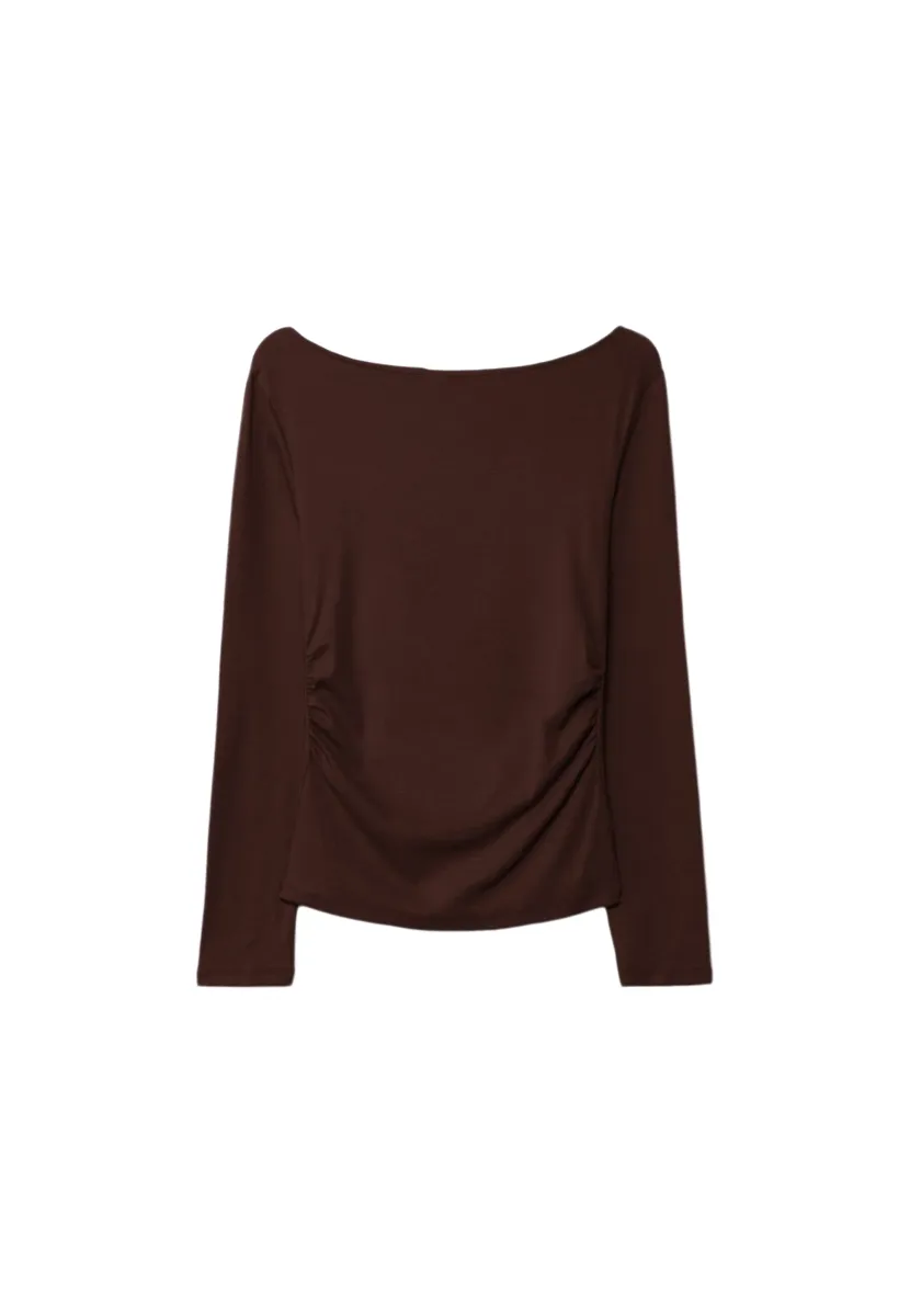 WITH GATHERING  - Langarmshirt - dark brown