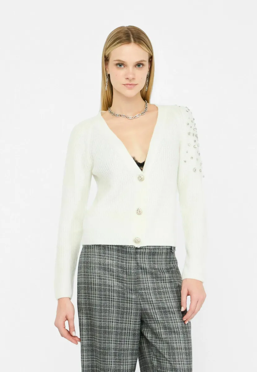 WITH GEMSTONES - Strickjacke - white