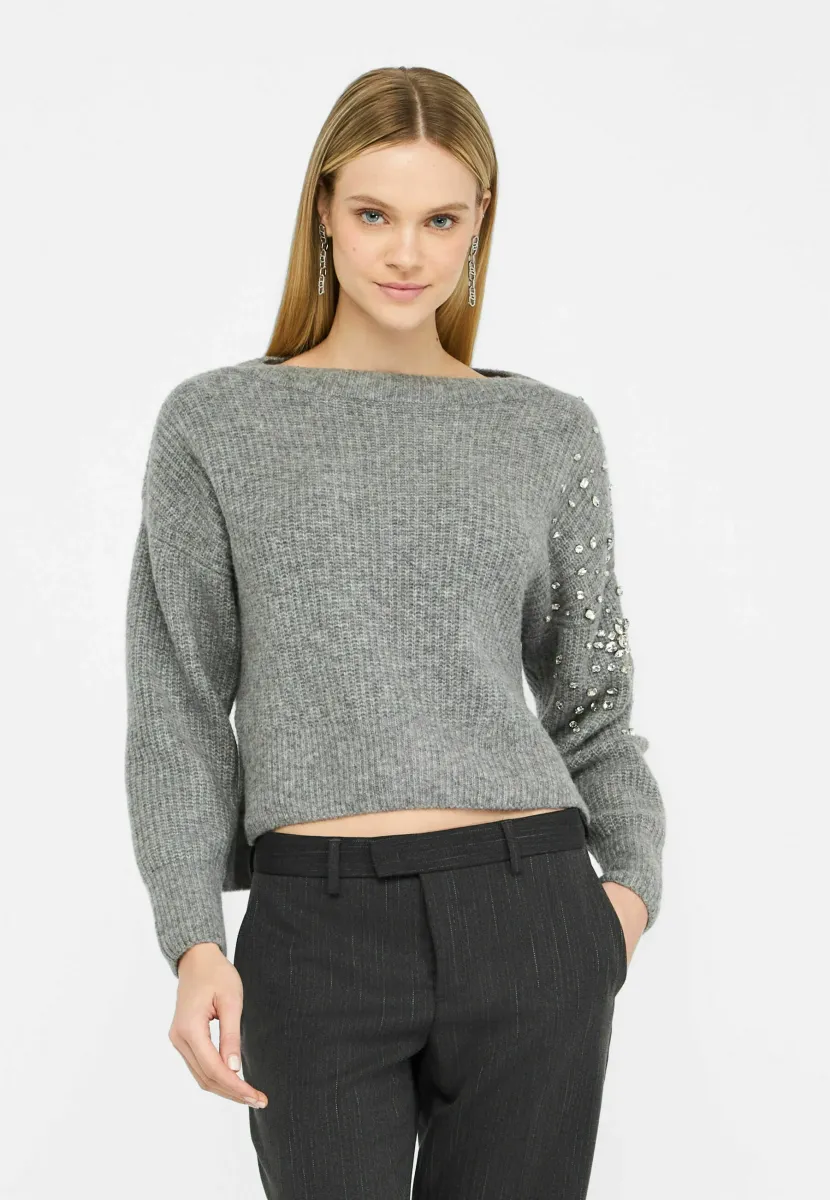 WITH GEMSTONES - Strickpullover - grey
