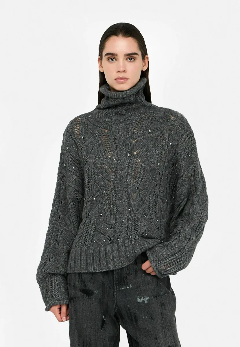 WITH GEMSTONES - Strickpullover - grey