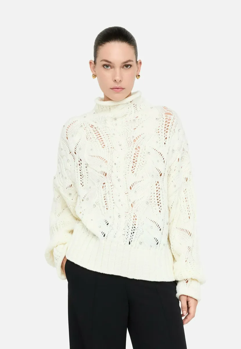 WITH GEMSTONES - Strickpullover - white