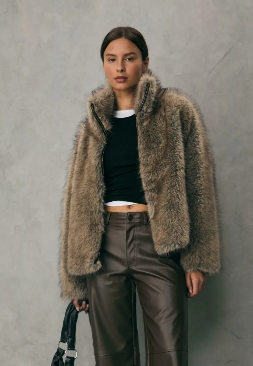 WITH HIGH NECK - Übergangsjacke - mottled brown