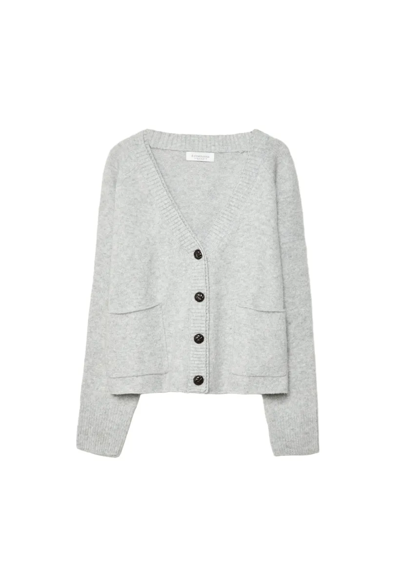 WITH LAYERED COLLAR DETAIL  - Strickjacke - grey
