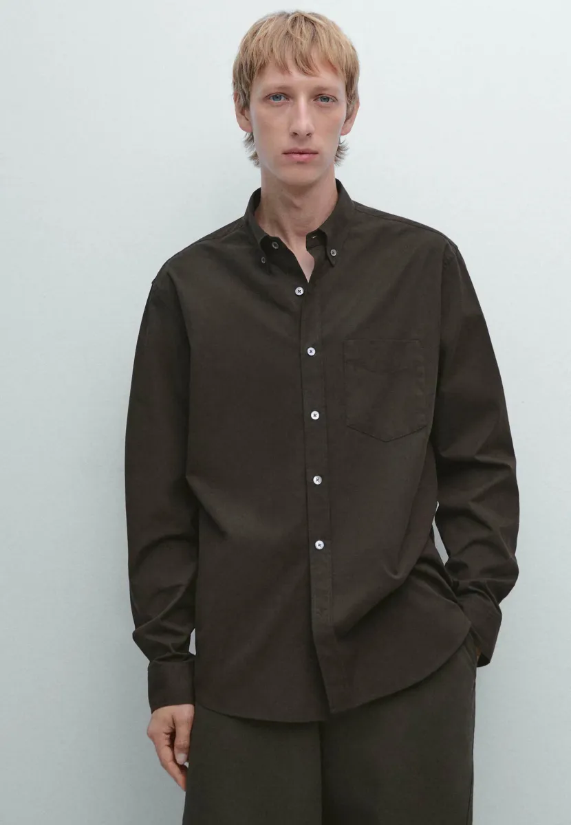 WITH POCKET - Hemd - dark brown