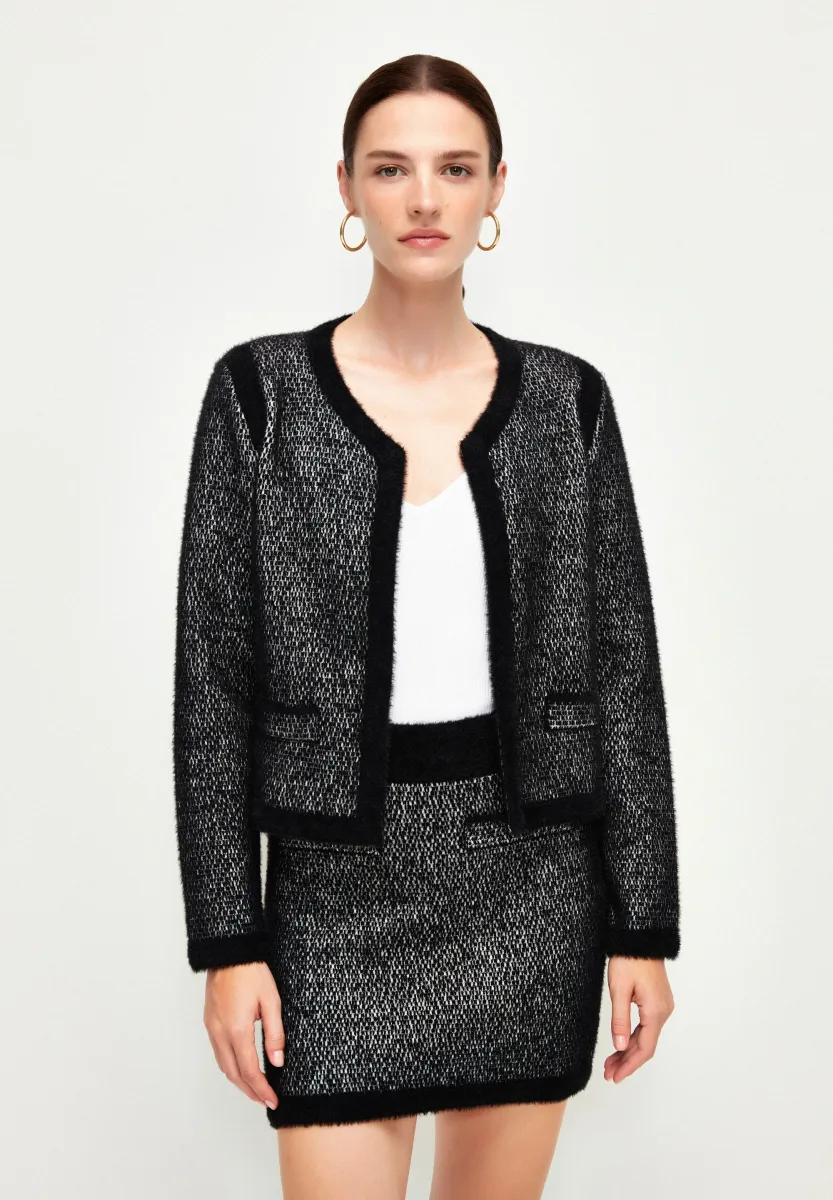 WITH POCKET - Strickjacke - printed black