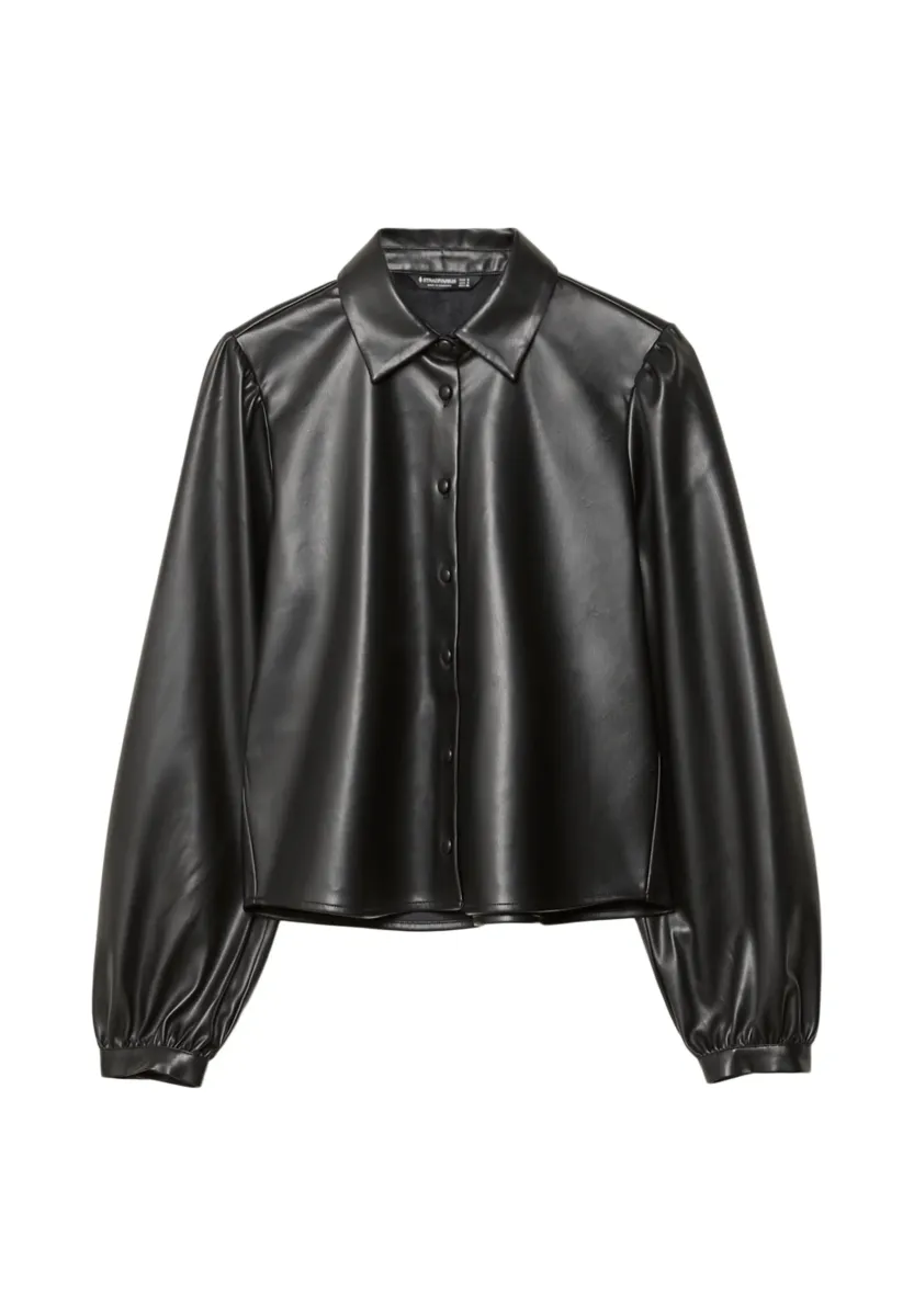 WITH PUFF SLEEVES - Kunstlederjacke - black