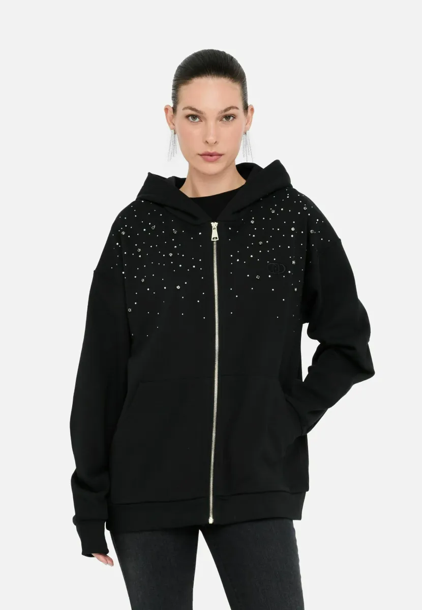 WITH RHINESTONES - Sweatjacke - black