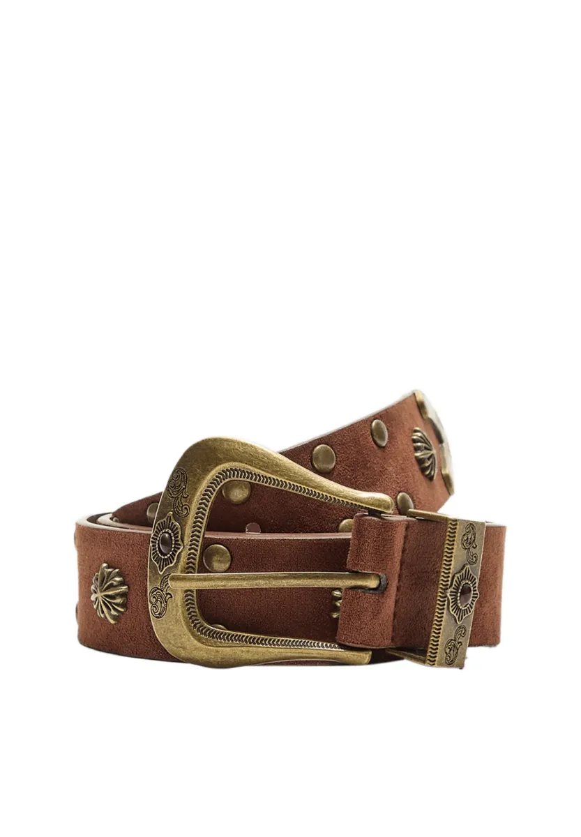 WITH ROUND STUDS - Gürtel - dark brown