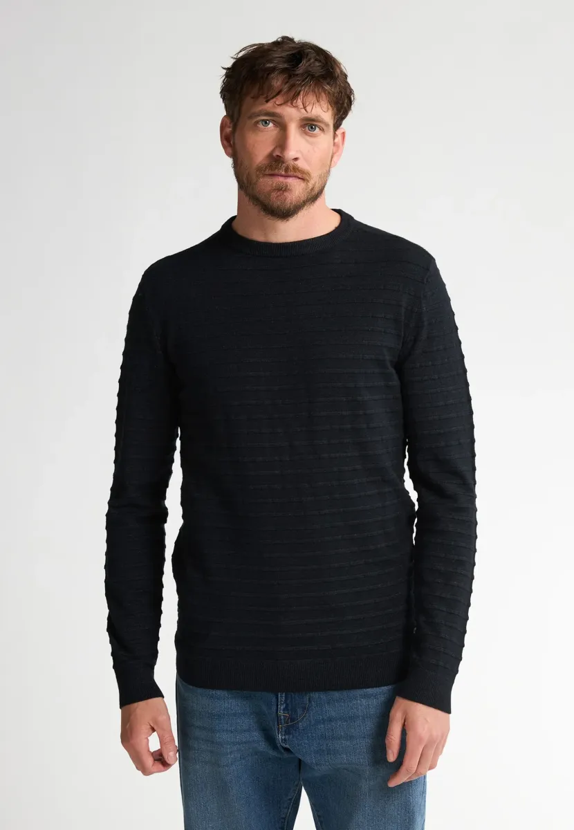 WITH TEXTURE THORNEWOOD - Strickpullover - deep black