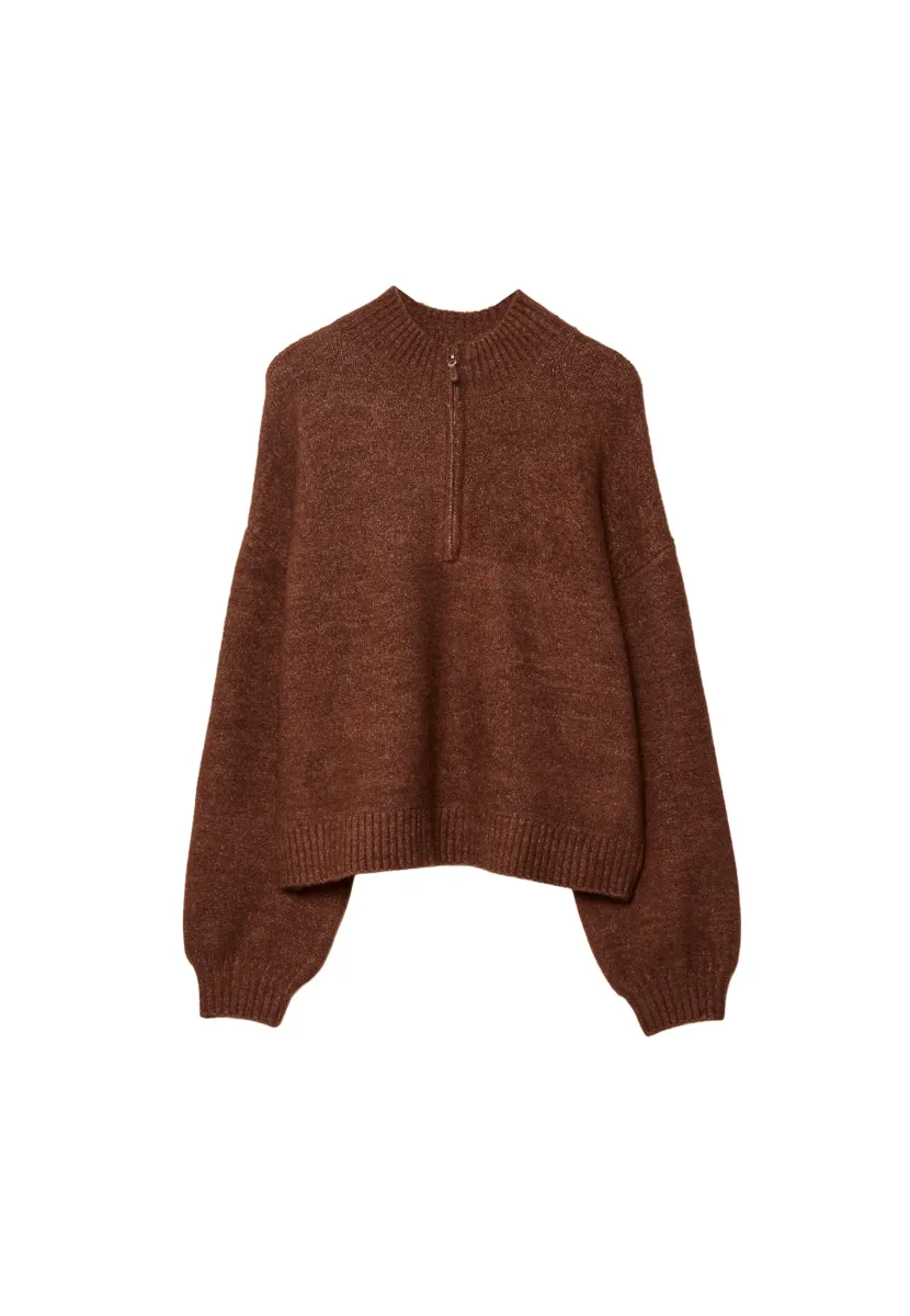 WITH ZIP - Strickpullover - dark brown