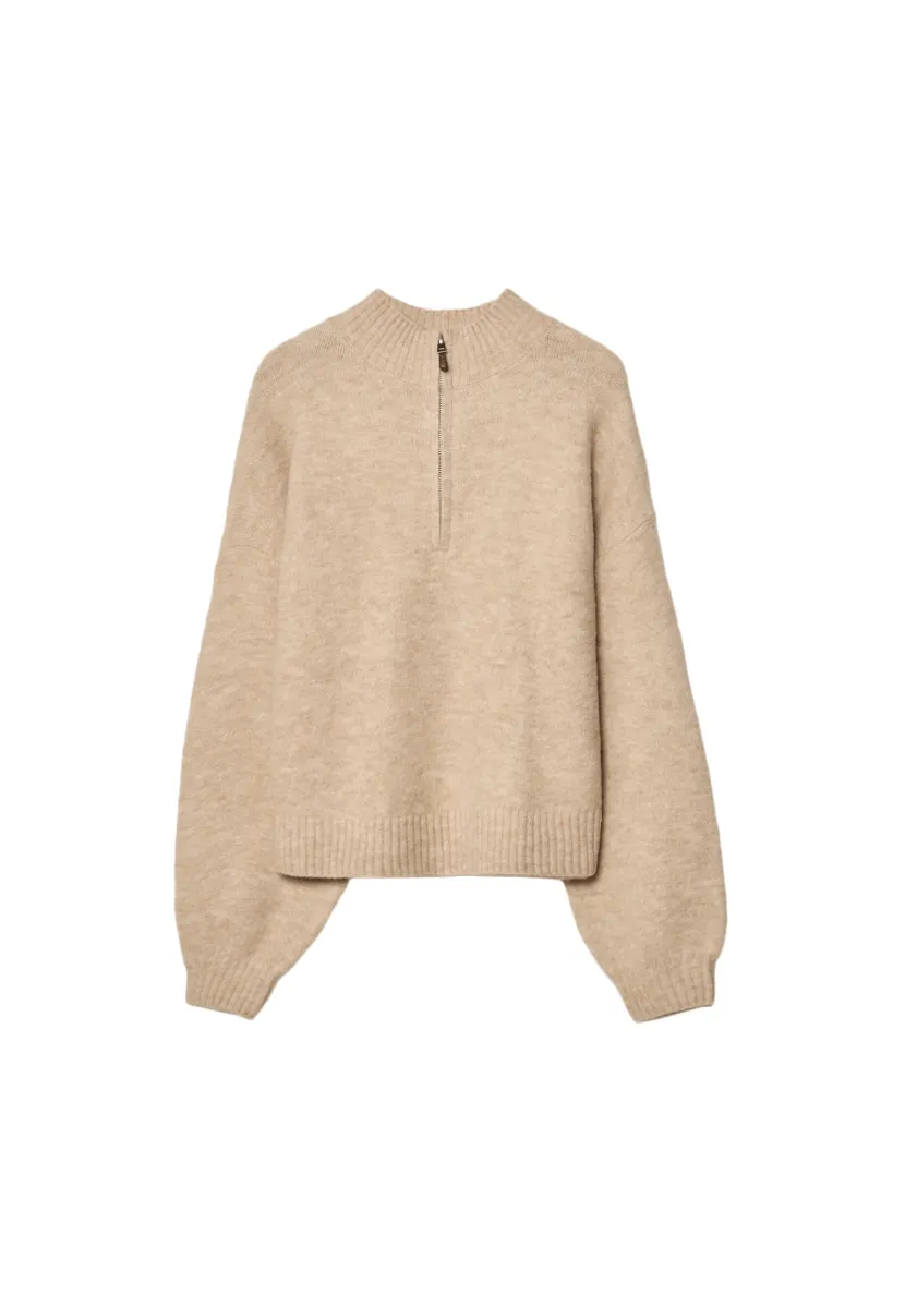 WITH ZIP - Strickpullover - mottled brown
