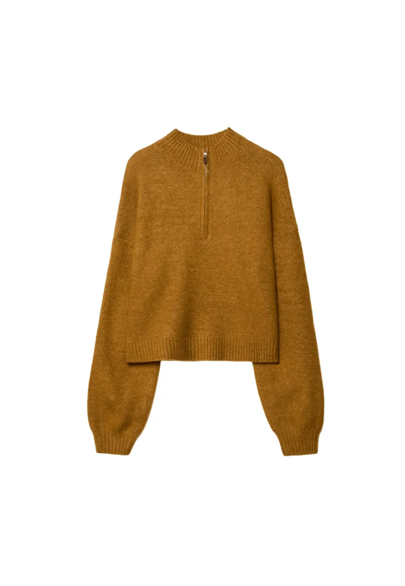 WITH ZIP - Strickpullover - mustard yellow