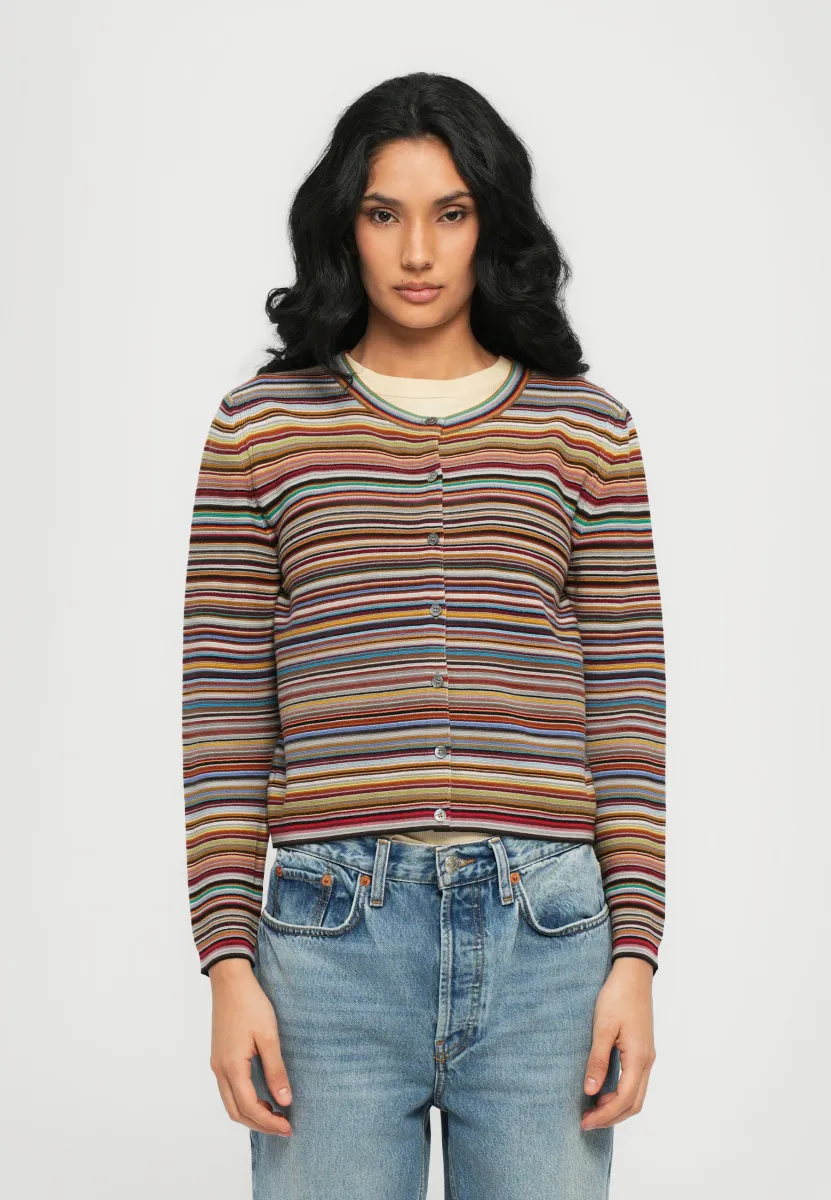 WOMENS KNITTED CARDIGAN BUTTON THRU - Strickjacke - multi-coloured