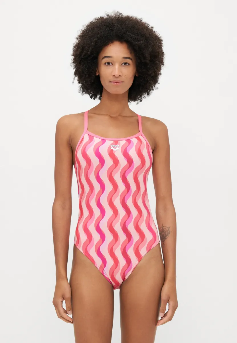 WOMENS RIPPLE PRINT SWIMSUIT CHALLENGE BACK - Badeanzug - multi pink/shocking pink