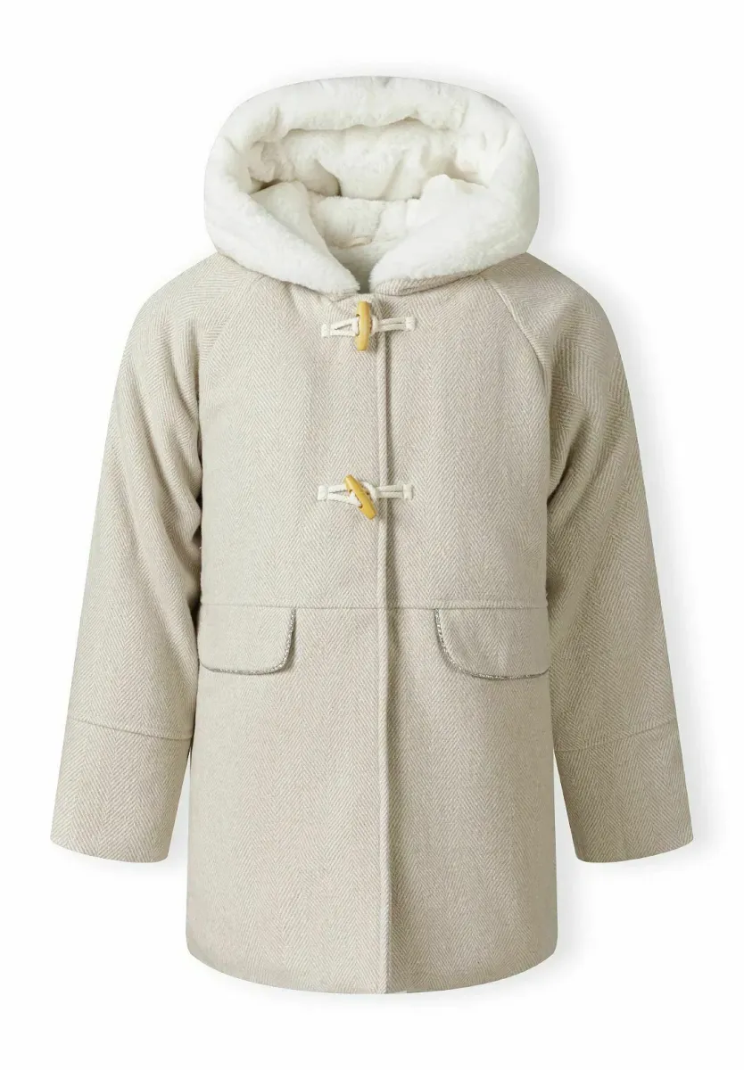 WOOL BLEND WITH HOOD - Winterjacke - stone