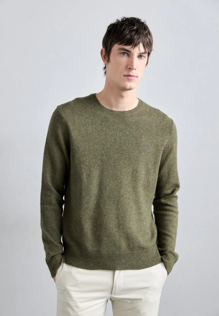 WOOL COTTON CREWNECK SWEATER - Strickpullover - cargo olive