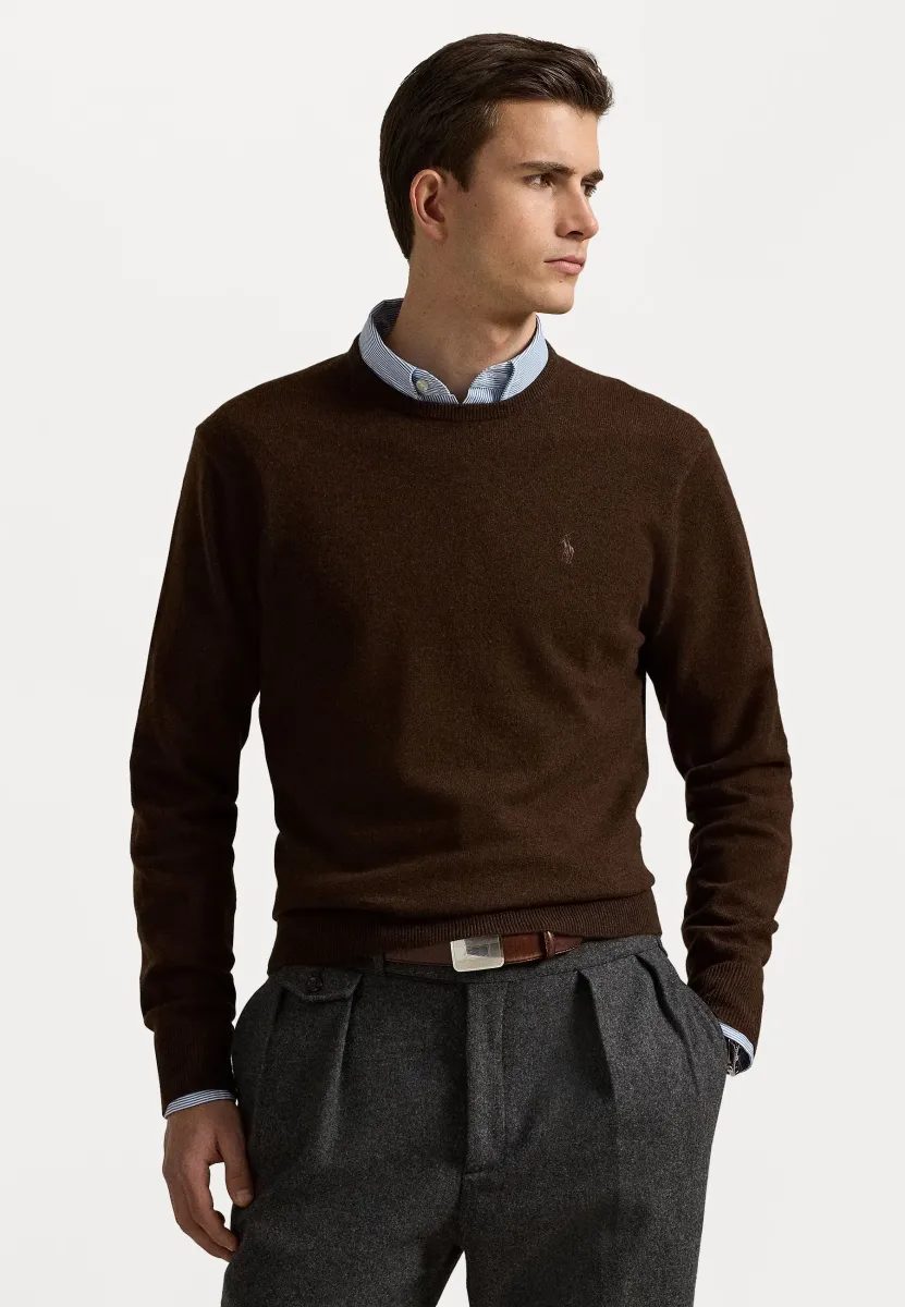 WOOL CREWNECK SWEATER - Strickpullover - cacao brown heather