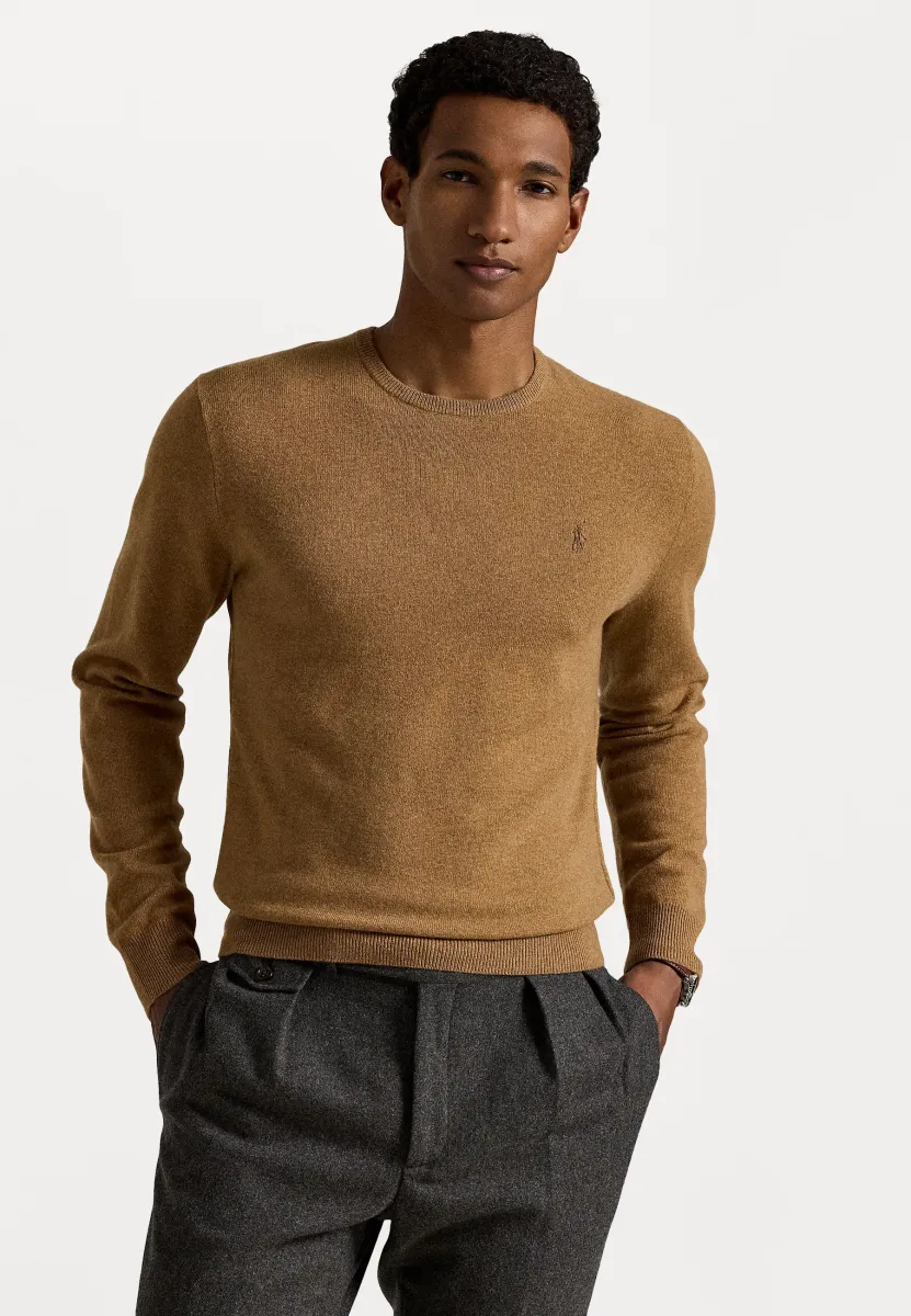 WOOL CREWNECK SWEATER - Strickpullover - latte brown heather