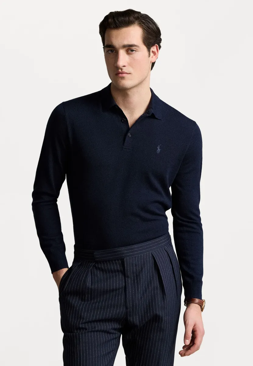 WOOL POLO-COLLAR JUMPER  - Strickpullover - hunter navy