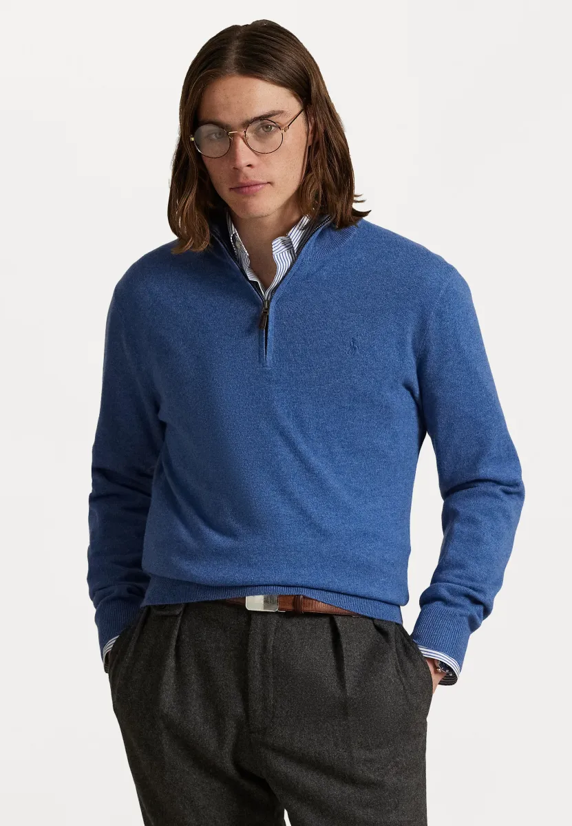WOOL QUARTER-ZIP JUMPER - Strickpullover - tide pool blue heather