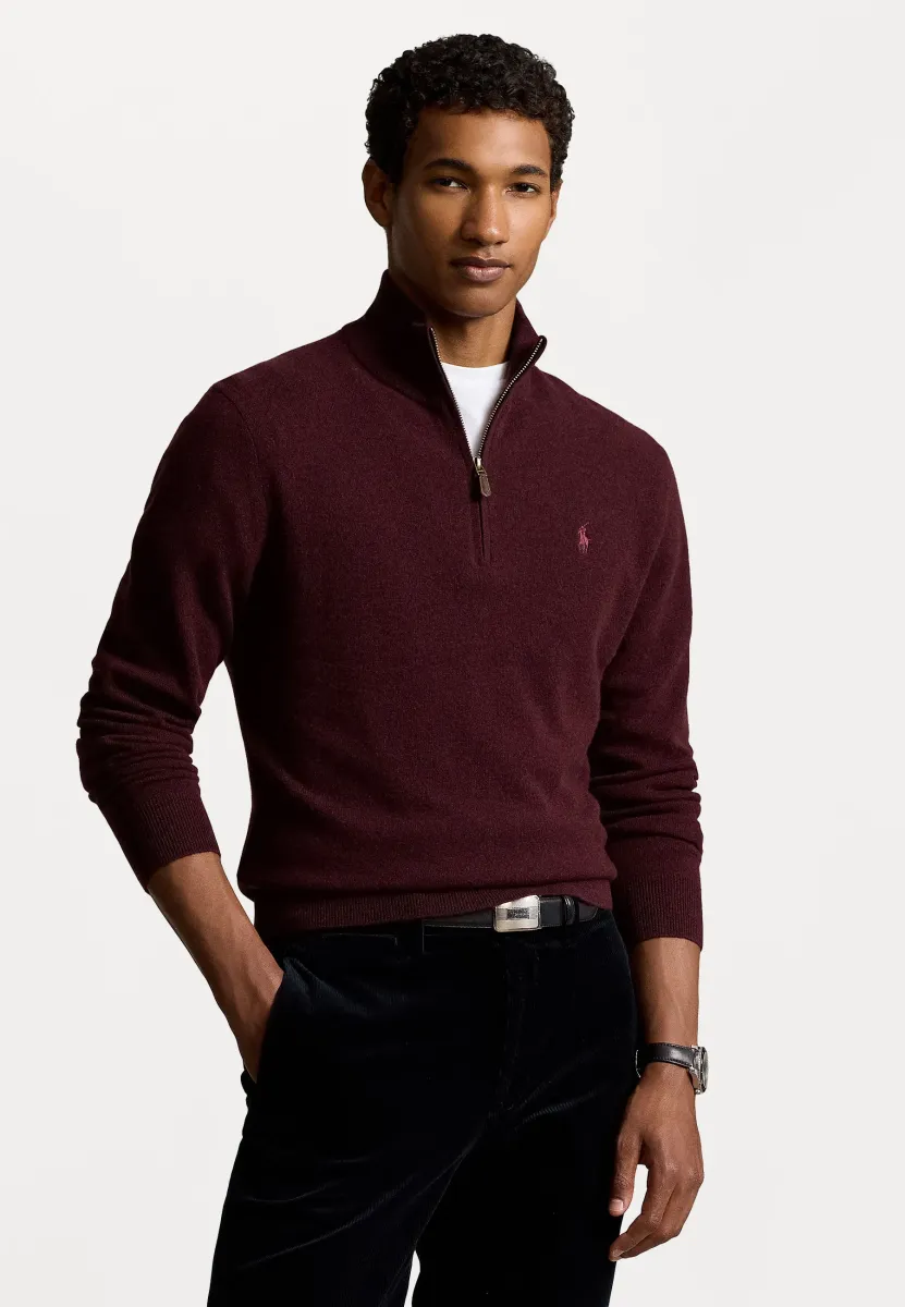 WOOL QUARTER-ZIP JUMPER - Strickpullover - wine heather