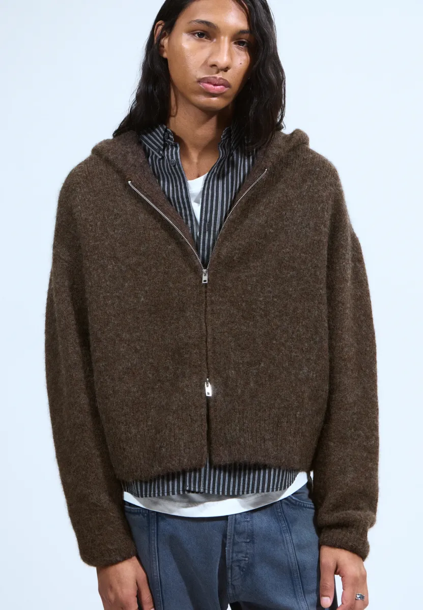 WOOLBLEND BOXY - Strickjacke - brown