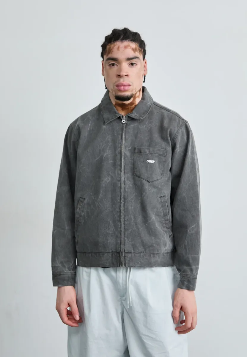WORKMAN ZIP JACKET - Jeansjacke - black wrinkle wash