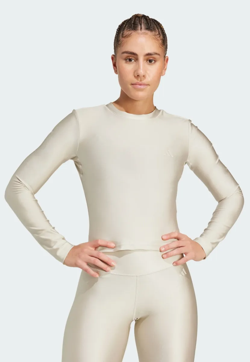 WORKOUT ESSENTIALS LONG-SLEEVE SHINE - Langarmshirt - beige