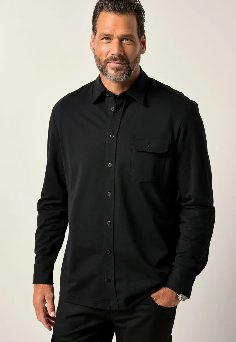 WORKWEAR, LONG SLEEVE, MODERN FIT, KENT COLLAR, BACK PRINT - Hemd - black