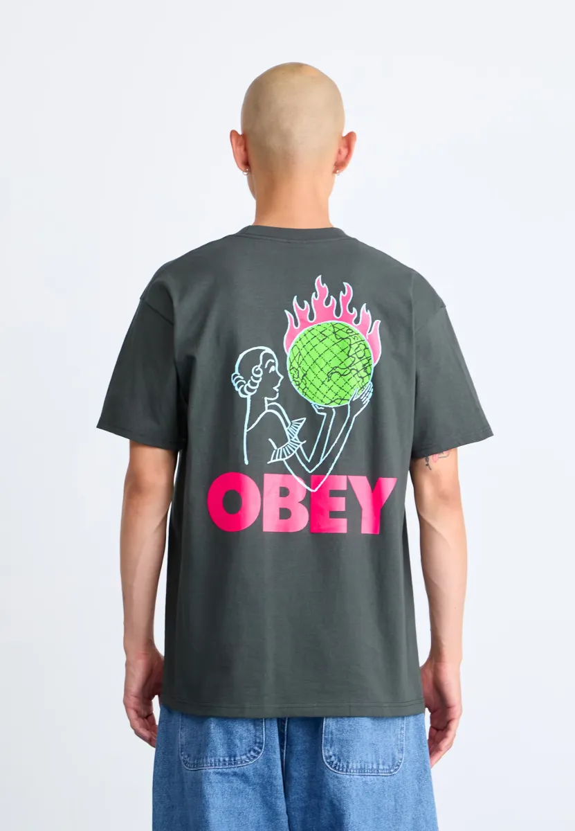 WORLD IN FLAMES - T-Shirt print - vintage black