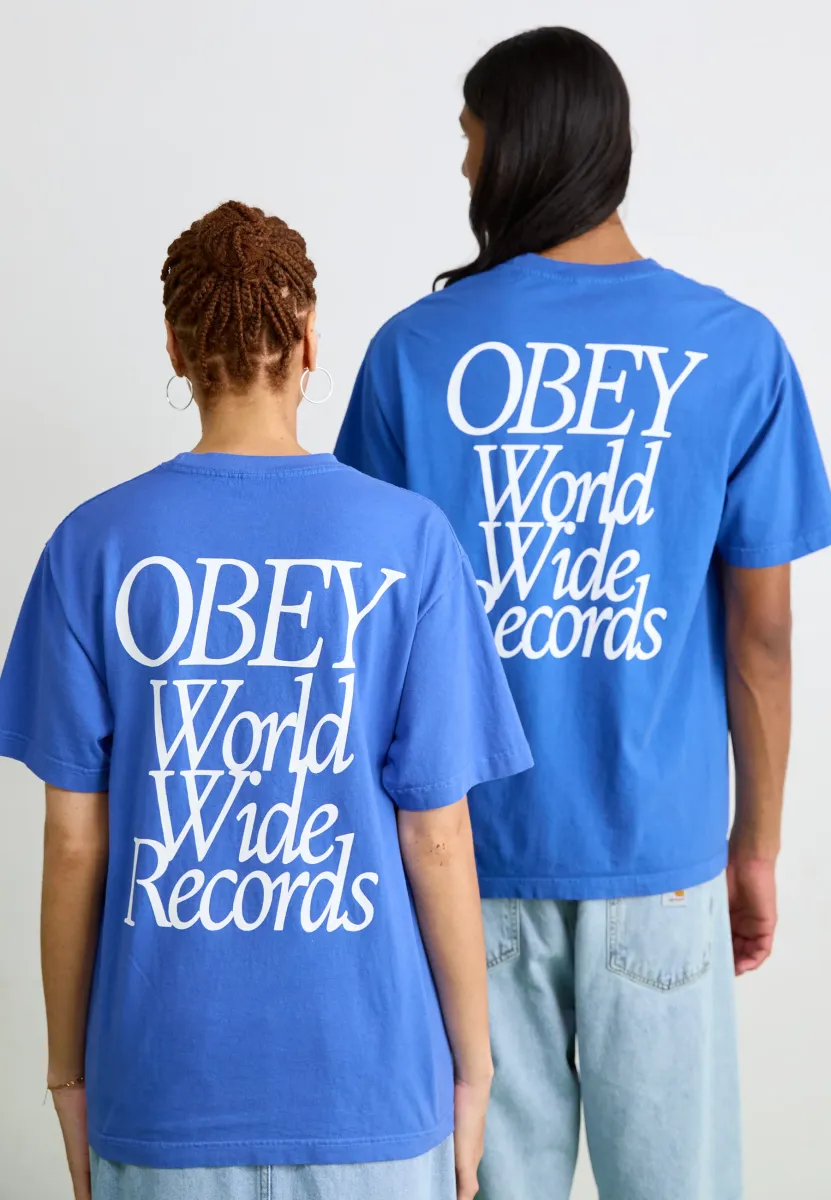 WORLDWIDE RECORDS UNISEX - T-Shirt print - electric indigo