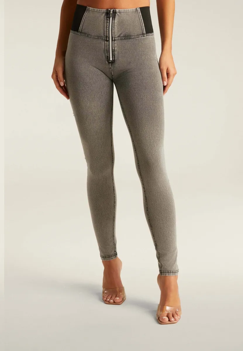 WR UP SHAPING - Stoffhose - light grey jeans black seams