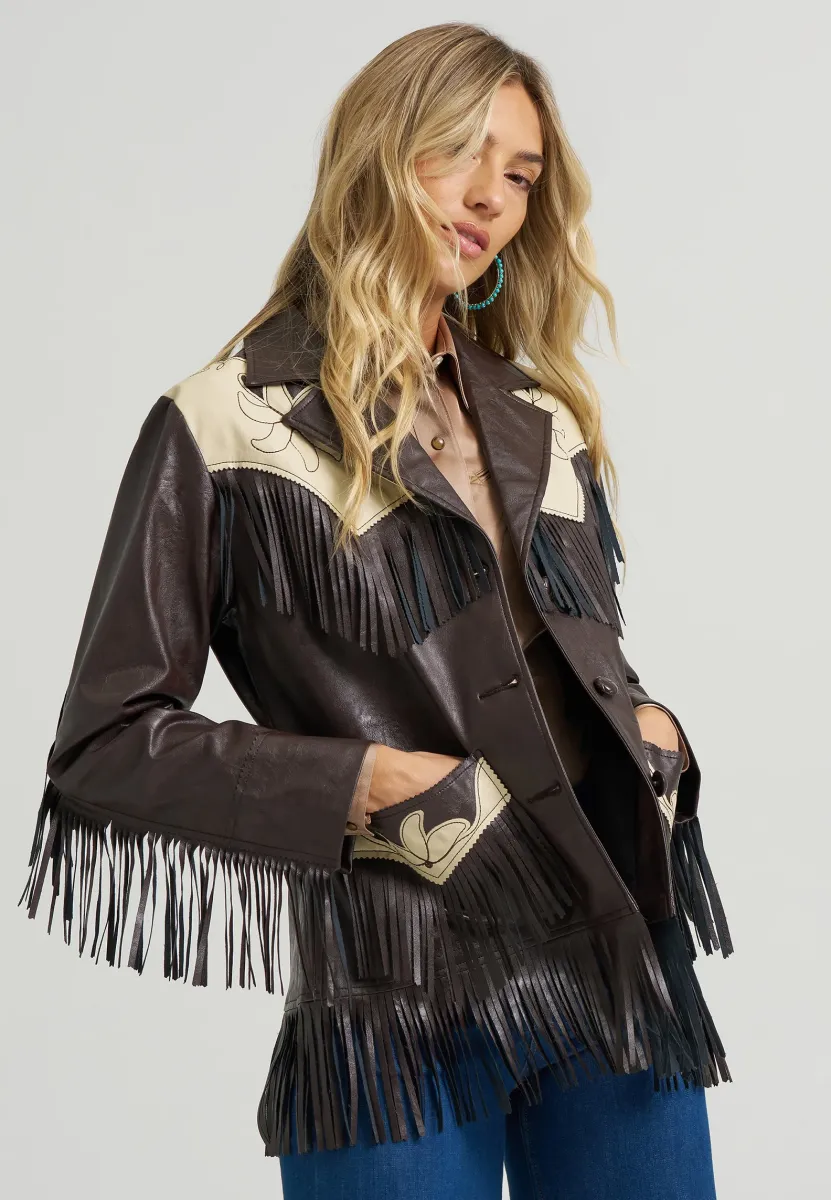 WRANGLER X LAINEY WILSON FRINGE JACKET - Kunstlederjacke - brown