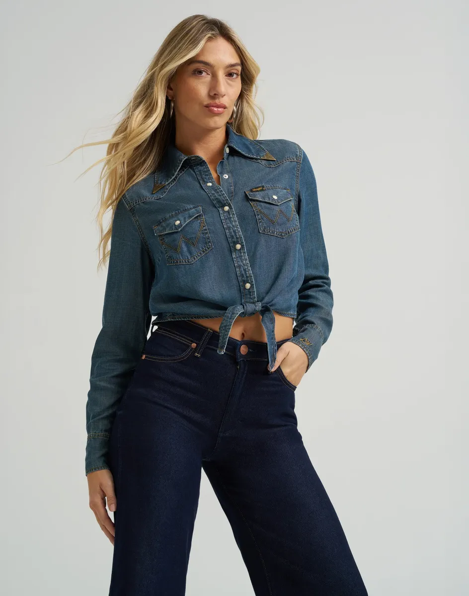WRANGLER x LAINEY WILSON TIE FRONT SHIRT - Hemdbluse - denim