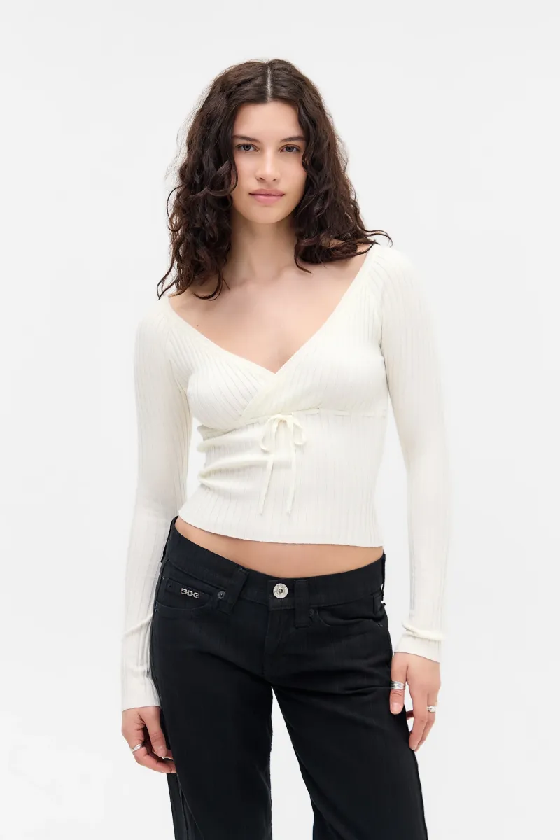 WRAP TOP - Strickpullover - cream