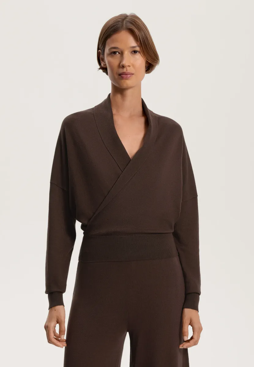 WRAP WITH FITTED  - Strickpullover - brown