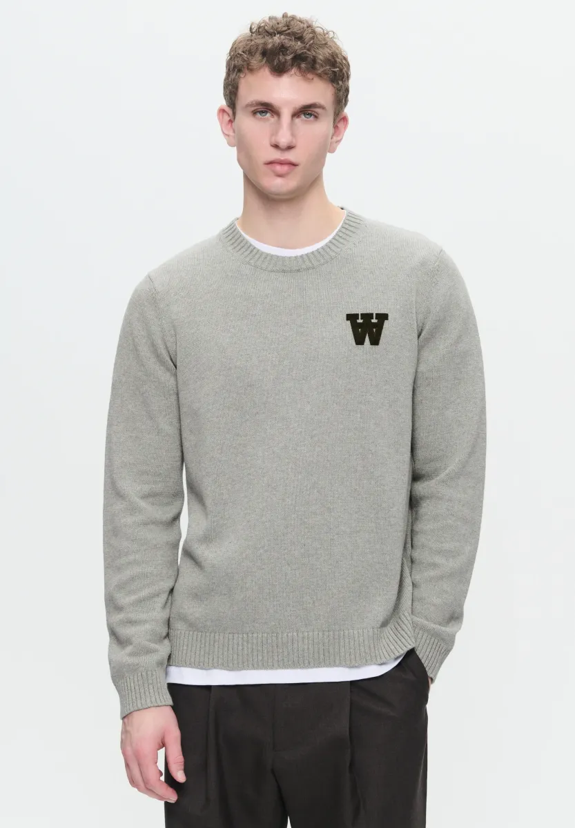 WW TAY CREW LOGO 
 - Strickpullover - light melange grey