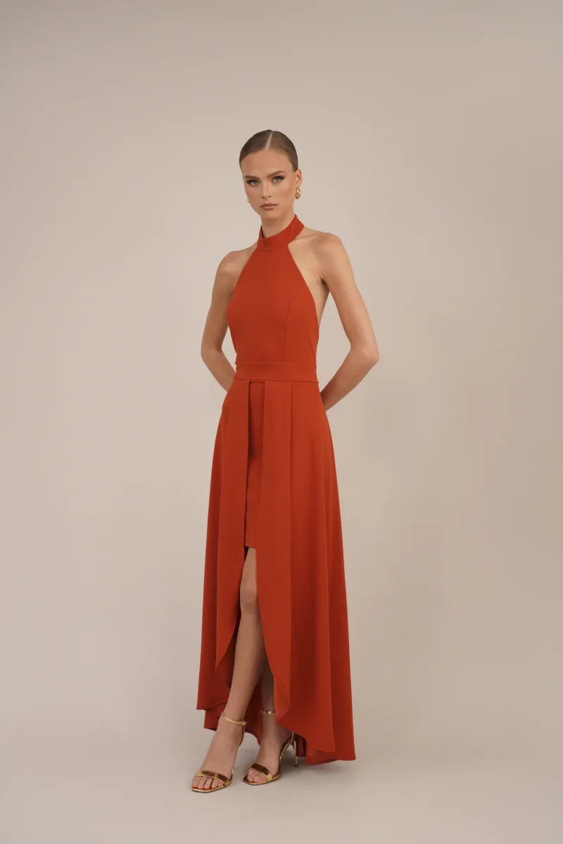 YANNY HALTER NECK BODYCON - Ballkleid - terracotta